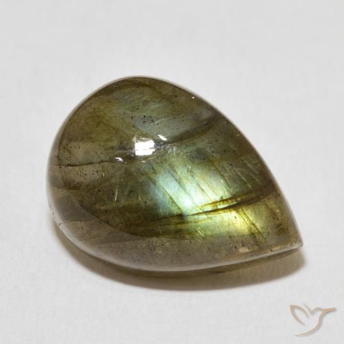 Labradorita Multicolor natural de 12.43 ct, En forma de pera, Translúcido