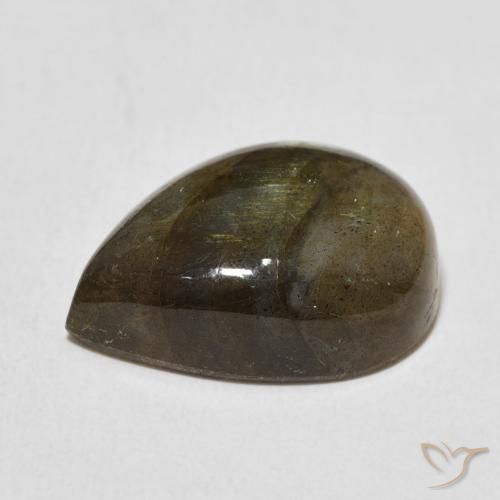 Labradorita Multicolor natural de 12.43 ct, En forma de pera, Translúcido