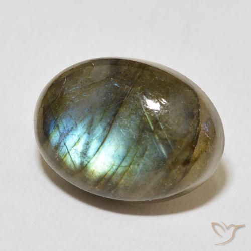 Labradorita Multicolor natural de 12.94 ct, Ovalada, Translúcido