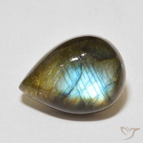 12.51ct Natural Multicolor Labradorita, En forma de pera, Translúcido