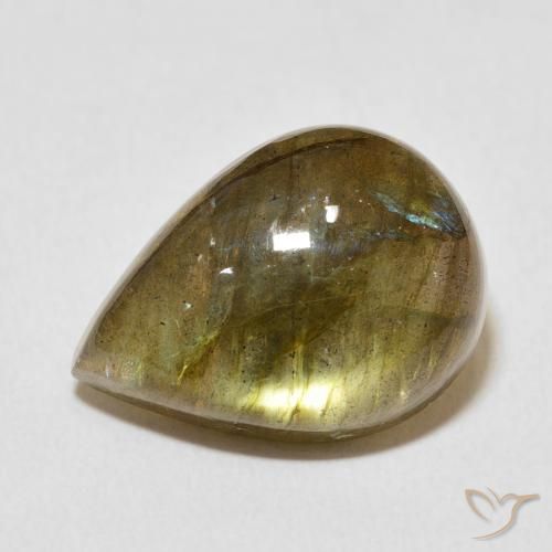 Labradorita Multicolor natural de 11.26 ct, En forma de pera, Translúcido