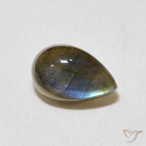 Labradorita Multicolor natural de 1.66 ct, En forma de pera, Translúcido