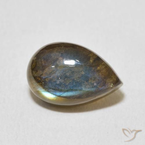 Labradorita Multicolor natural de 4.07 ct, En forma de pera, Translúcido