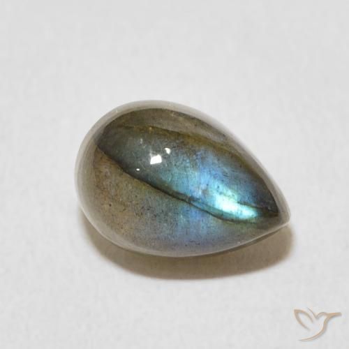 Labradorita Multicolor natural de 2.84 ct, En forma de pera, Translúcido