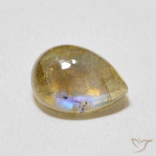 Labradorita Multicolor natural de 2.55 ct, En forma de pera, Translúcido