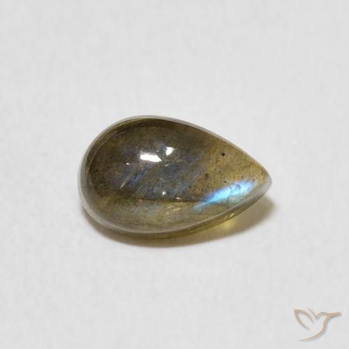 Labradorita Multicolor natural de 1.12 ct, En forma de pera, Translúcido