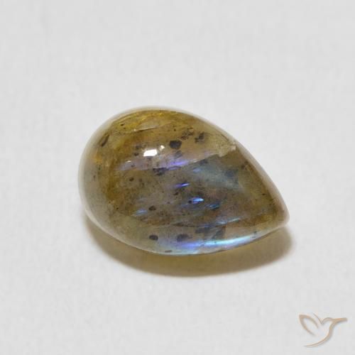 Labradorita Multicolor natural de 2.51 ct, En forma de pera, Translúcido