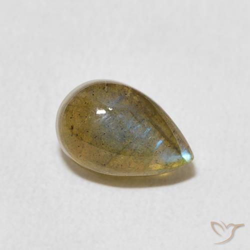 Labradorita Multicolor natural de 1.66 ct, En forma de pera, Translúcido
