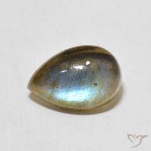 3.43ct Natural Multicolor labradorita, En forma de pera, Translúcido