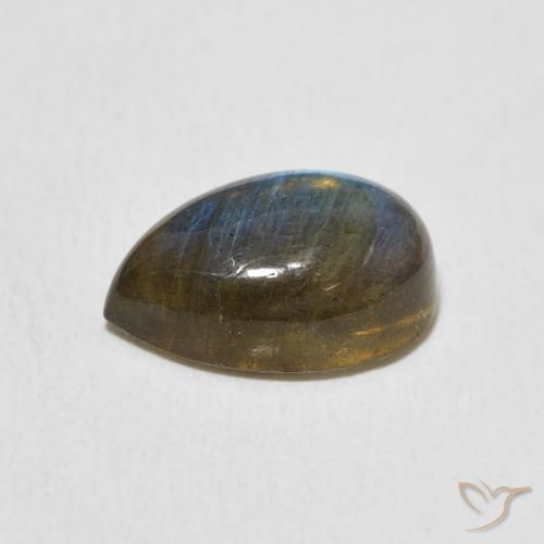 Labradorita Multicolor natural de 3.43 ct, En forma de pera, Translúcido