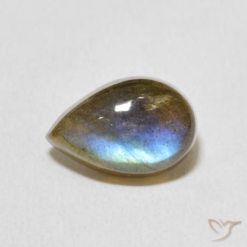 3.49ct Natural Multicolor labradorita, En forma de pera, Translúcido