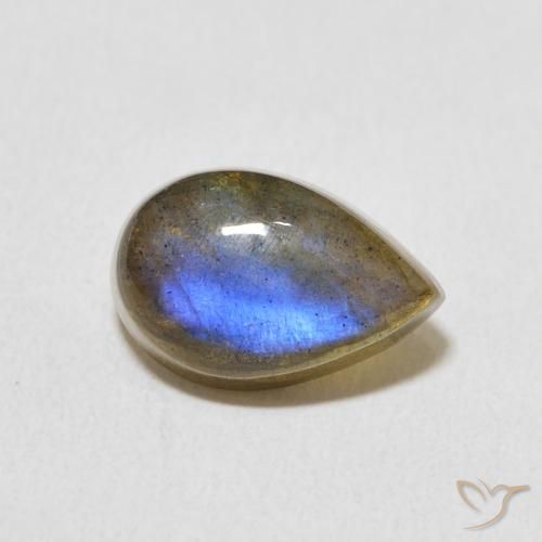 Labradorita Multicolor natural de 3.49 ct, En forma de pera, Translúcido