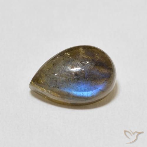 Labradorita Multicolor natural de 4.00 ct, En forma de pera, Translúcido