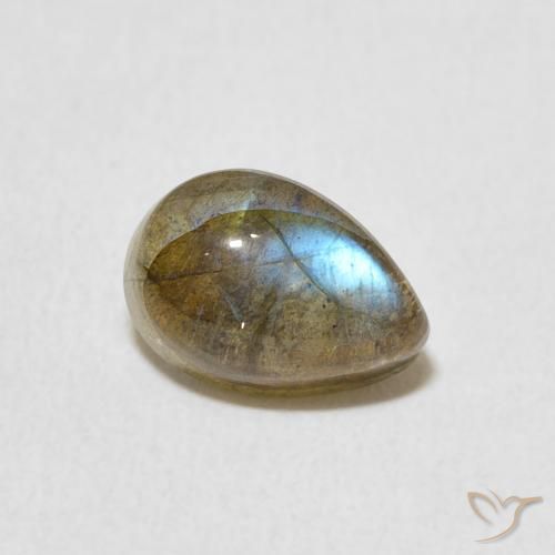 Labradorita Multicolor natural de 1.87 ct, En forma de pera, Translúcido