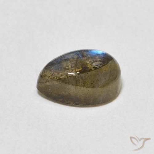Labradorita Multicolor natural de 1.87 ct, En forma de pera, Translúcido
