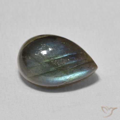Labradorita Multicolor natural de 4.13 ct, En forma de pera, Translúcido