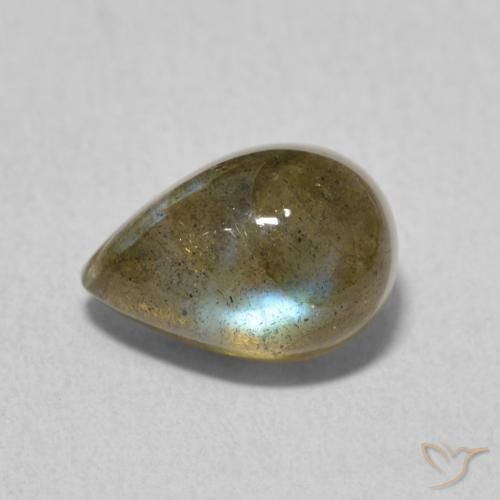 Labradorita Multicolor natural de 2.43 ct, En forma de pera, Translúcido