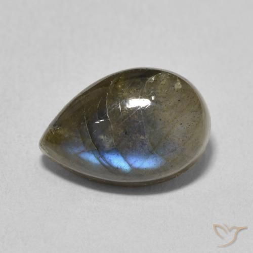 Labradorita Multicolor natural de 4.10 ct, En forma de pera, Translúcido