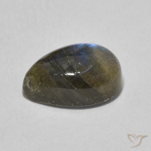 Labradorita Multicolor natural de 4.10 ct, En forma de pera, Translúcido