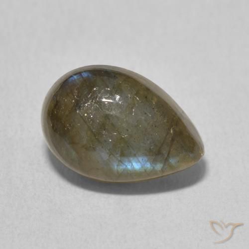 Labradorita Multicolor natural de 3.60 ct, En forma de pera, Translúcido