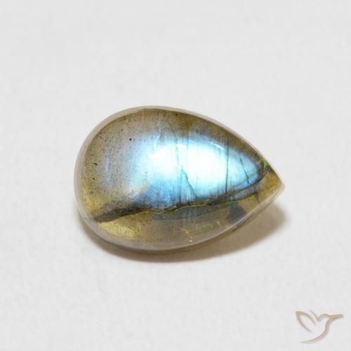 Labradorita Multicolor natural de 2.17 ct, En forma de pera, Translúcido