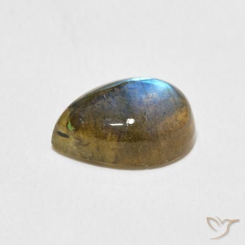 Labradorita Multicolor natural de 2.17 ct, En forma de pera, Translúcido