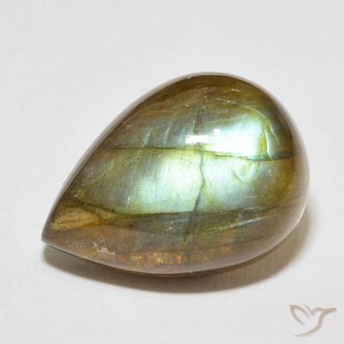 12.52ct Natural Multicolor Labradorita, En forma de pera, Translúcido