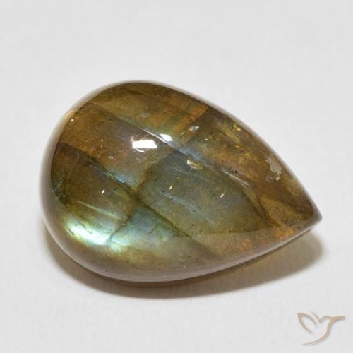 Labradorita Multicolor natural de 12.52 ct, En forma de pera, Translúcido