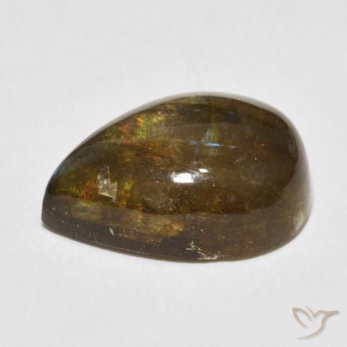 Labradorita Multicolor natural de 12.52 ct, En forma de pera, Translúcido