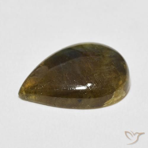 Labradorita Multicolor natural de 8.56 ct, En forma de pera, Translúcido