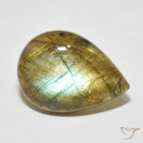 8.73ct Natural Multicolor Labradorita, En forma de pera, Translúcido