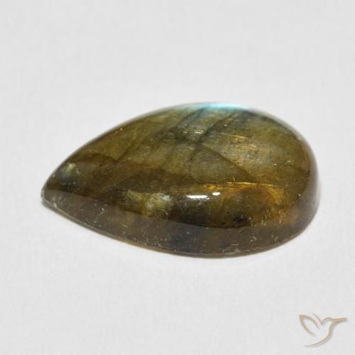 Labradorita Multicolor natural de 8.73 ct, En forma de pera, Translúcido