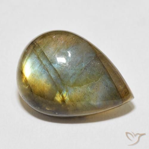 Labradorita Multicolor natural de 10.51 ct, En forma de pera, Translúcido