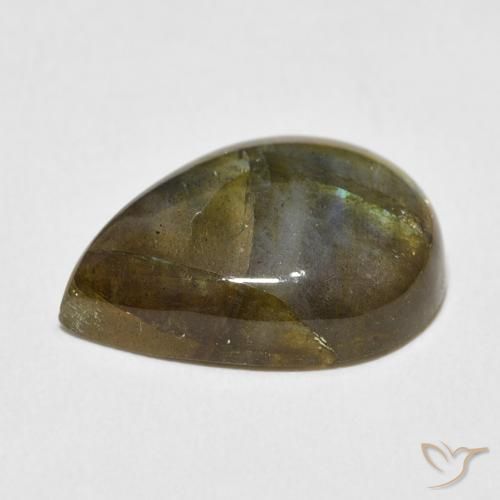Labradorita Multicolor natural de 10.51 ct, En forma de pera, Translúcido
