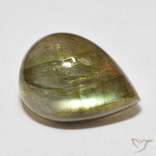 Labradorita Multicolor natural de 12.53 ct, En forma de pera, Translúcido