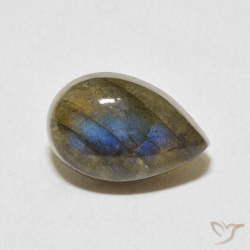 Labradorita Multicolor natural de 3.76 ct, En forma de pera, Translúcido