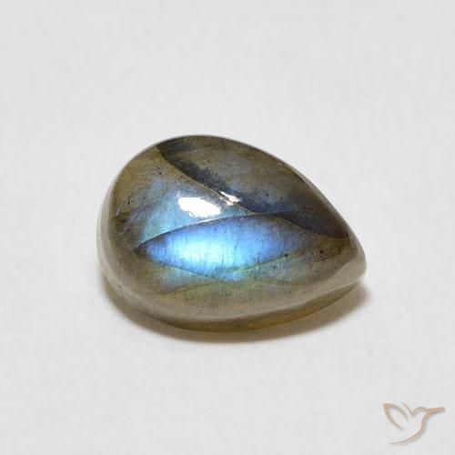 Labradorita Multicolor natural de 2.83 ct, En forma de pera, Translúcido