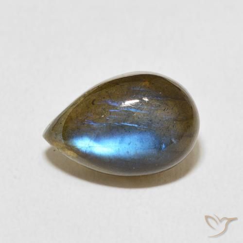 Labradorita Multicolor natural de 3.93 ct, En forma de pera, Translúcido