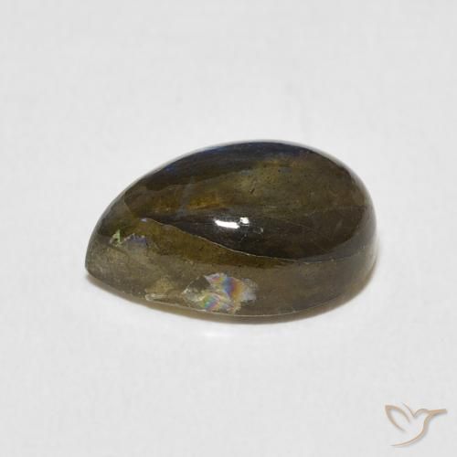 Labradorita Multicolor natural de 3.93 ct, En forma de pera, Translúcido
