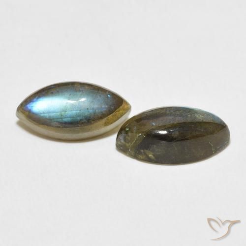 Gemas de Labradorita Multicolor natural de 5.12 ct, Marquesa, Translúcido
