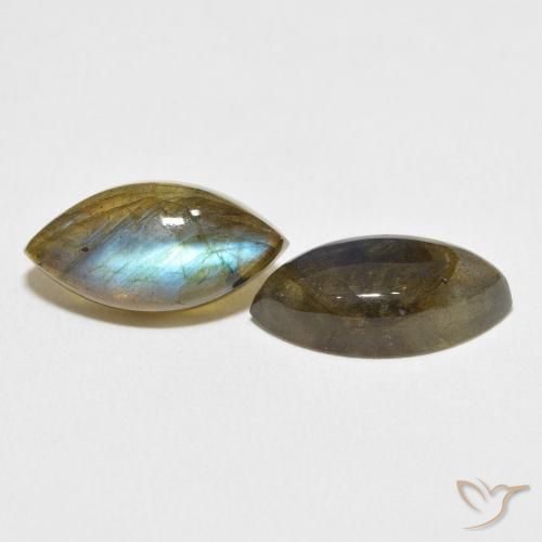 Gemas de Labradorita Multicolor natural de 9.58 ct, Marquesa, Translúcido