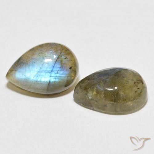 Gemas de Labradorita Multicolor natural de 12.40 ct, En forma de pera, Translúcido
