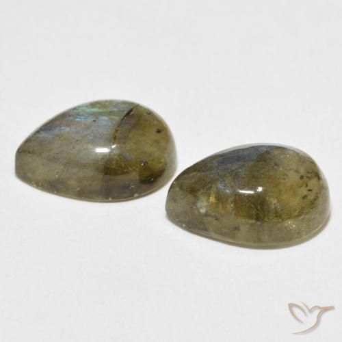 Gemas de Labradorita Multicolor natural de 12.40 ct, En forma de pera, Translúcido
