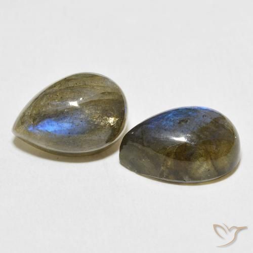 Gemas de Labradorita Multicolor natural de 13.55 ct, En forma de pera, Translúcido
