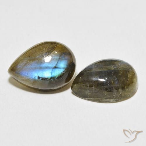 Gemas de Labradorita Multicolor natural de 12.84 ct, En forma de pera, Translúcido