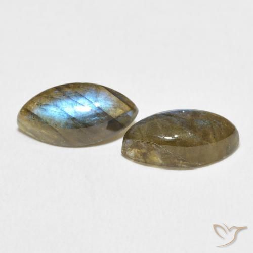 Gemas de Labradorita Multicolor natural de 4.86 ct, Marquesa, Translúcido