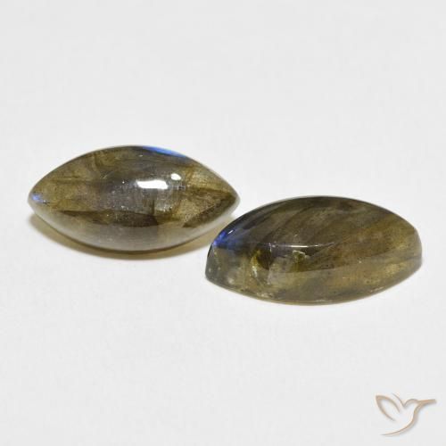 Gemas de Labradorita Multicolor natural de 10.73 ct, Marquesa, Translúcido