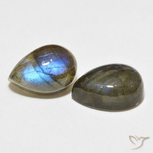 Gemas de Labradorita Multicolor natural de 13.44 ct, En forma de pera, Translúcido