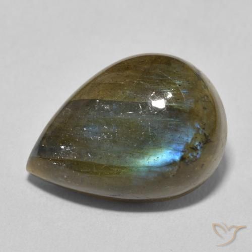 Labradorita Multicolor natural de 11.67 ct, En forma de pera, Translúcido