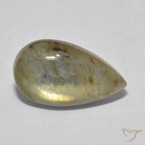 Labradorita Multicolor natural de 6.59 ct, En forma de pera, Translúcido